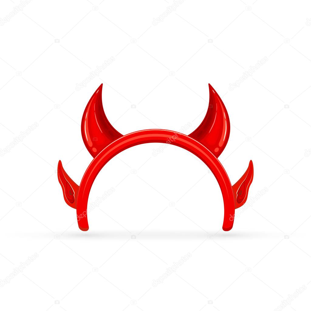Halloween horns and ears of the demon on white background