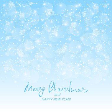 Metin mutlu Noeller ve mutlu yeni yıl mavi karlı zemin üzerine