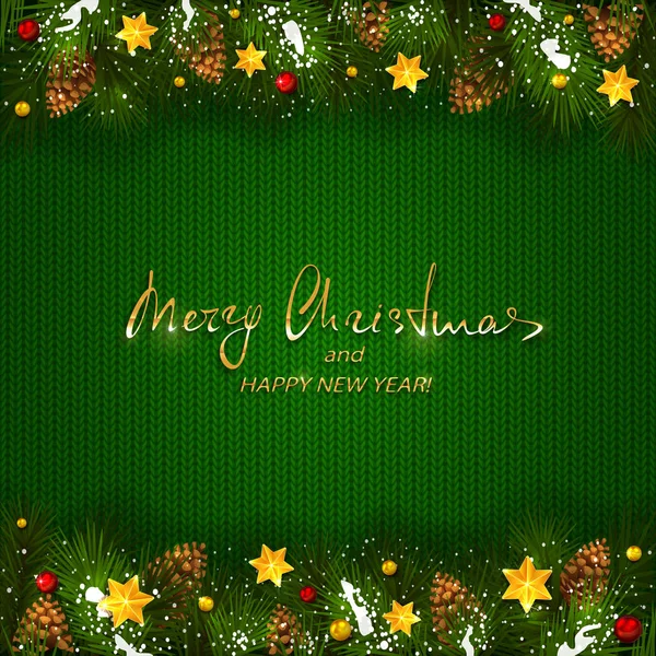 緑のニット パターンのクリスマスの装飾 — ストックベクタ