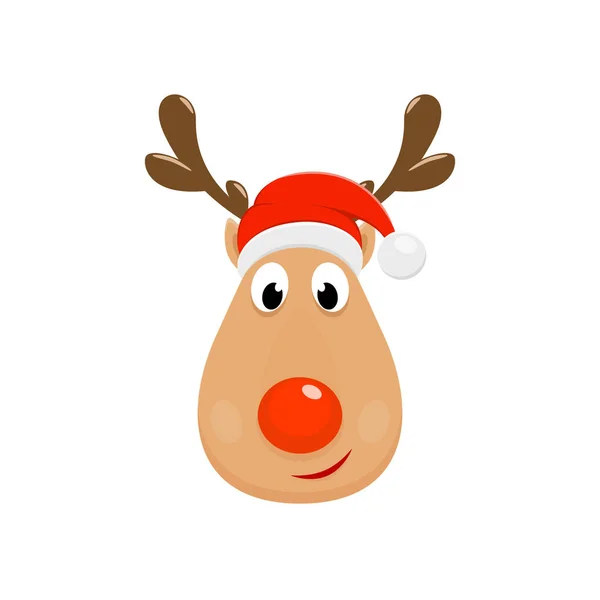 Głowę Bożego Narodzenia renifer z czapki Santa — Wektor stockowy