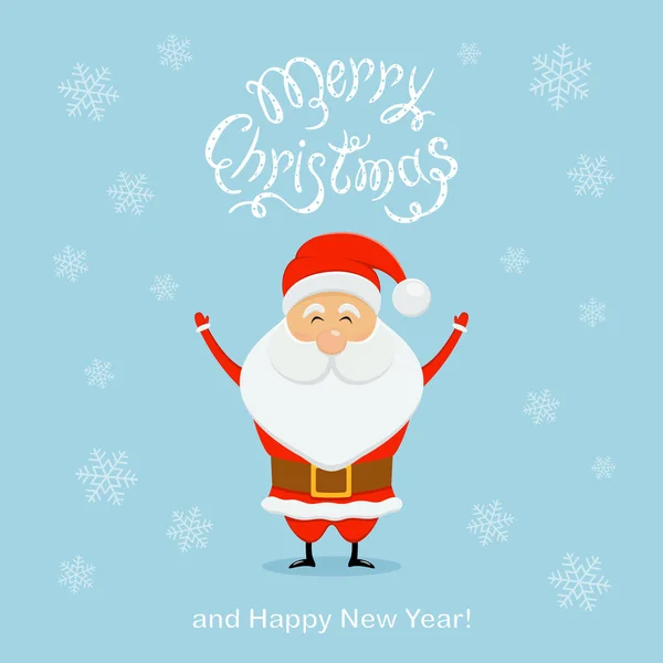 Weihnachten Hintergrund mit glücklichen Weihnachtsmann und Schneeflocken — Stockvektor