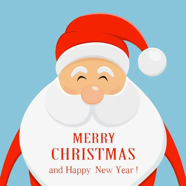 Feliz Santa sobre fondo azul de Navidad — Vector de stock