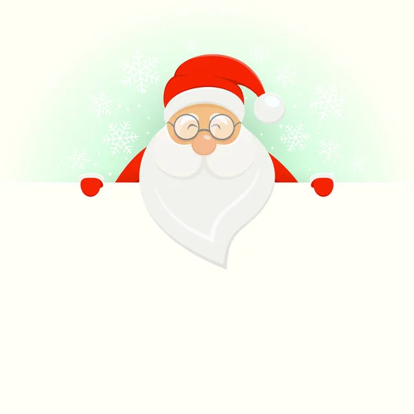 White Christmas background with happy Santa — Stock Vector