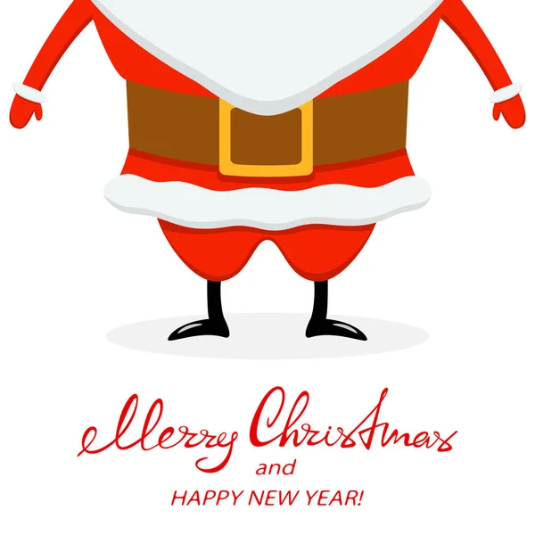Santa poten met tekst vrolijk kerstfeest en gelukkig Nieuwjaar — Stockvector