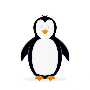 Beyaz arka plan üzerinde mutlu penguen