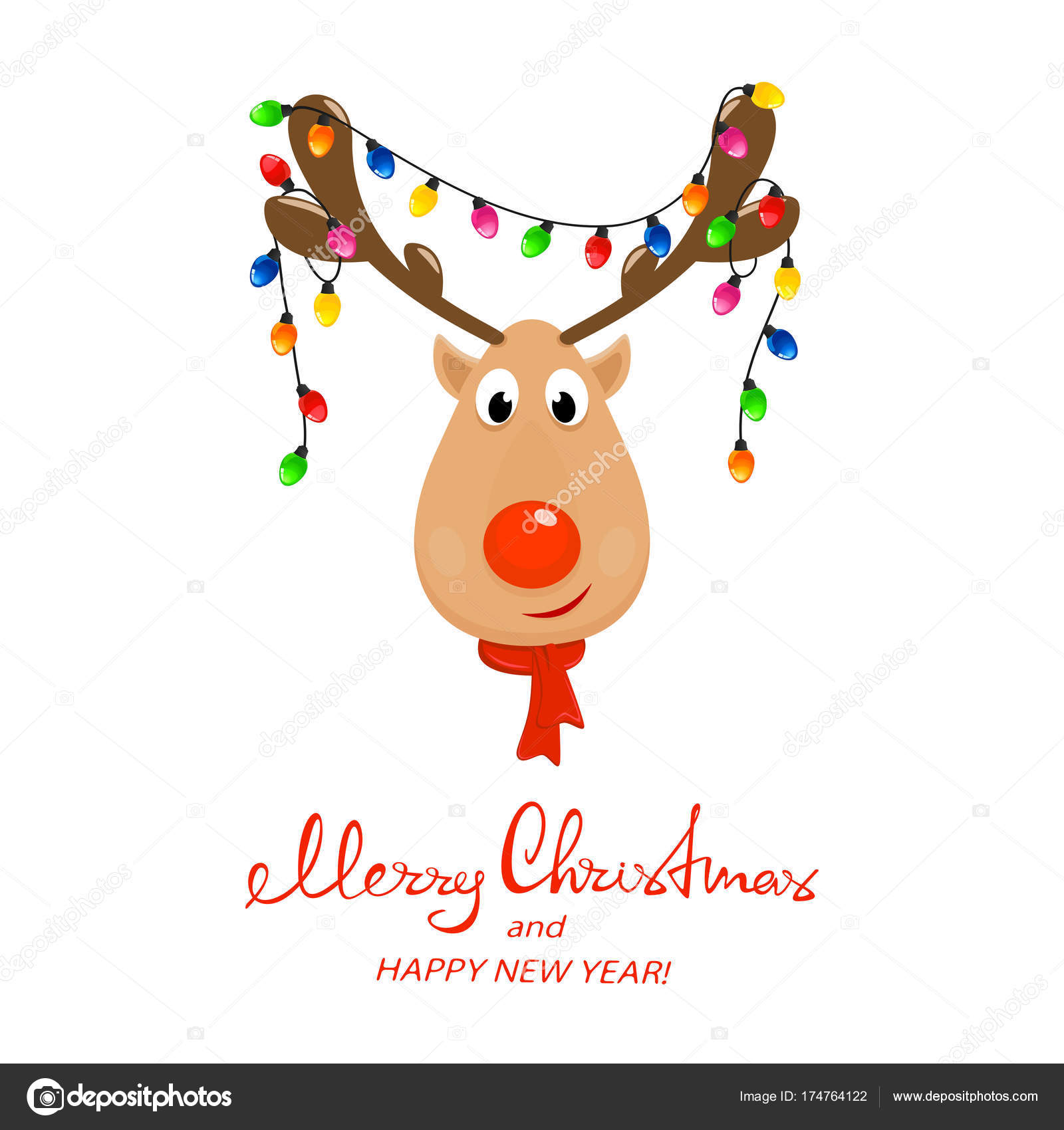 Head of reindeer with Christmas lights Stock Vector Image by ©losw  #174764122