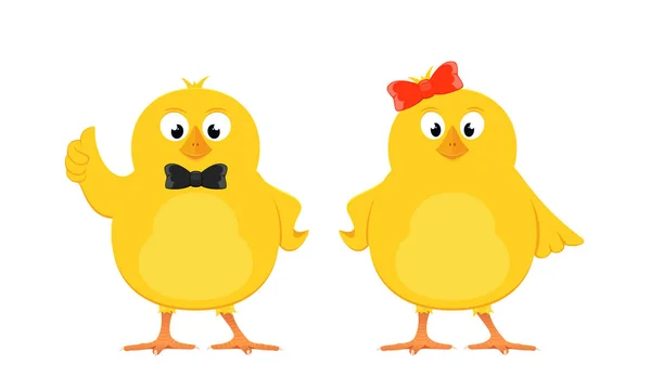 Deux poussins jaunes — Image vectorielle