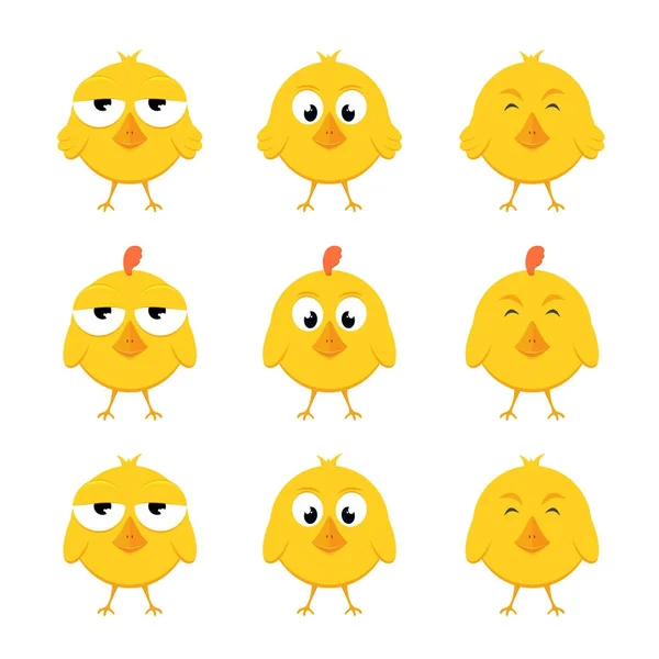 Ensemble de poussins jaunes — Image vectorielle