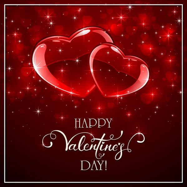 Valentine srdce na červené lesklé pozadí — Stockový vektor