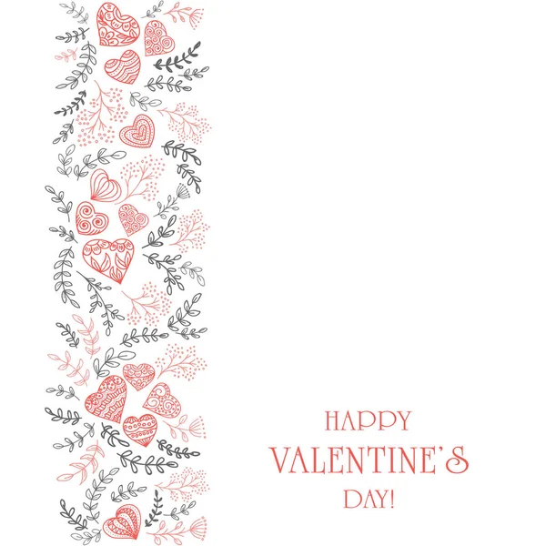 Blumenelemente mit Herzen und rotem Valentinstag — Stockvektor