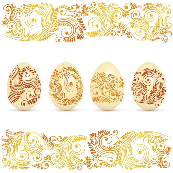 Huevos de Pascua con elementos florales — Vector de stock