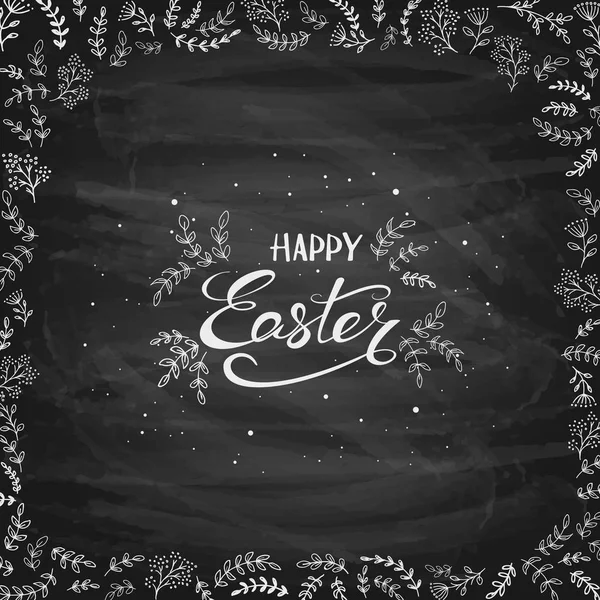 Feliz Pascua sobre fondo de pizarra negro — Archivo Imágenes Vectoriales