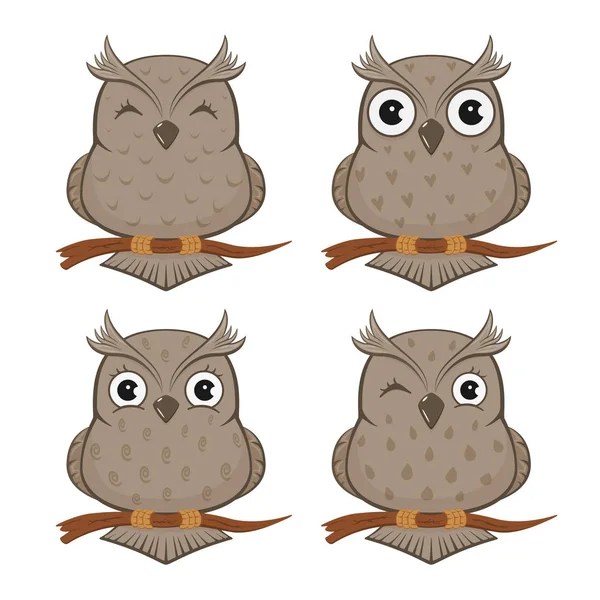 Set of owls — Stock Vector