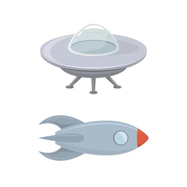 UFO és a rakéta — Stock Vector