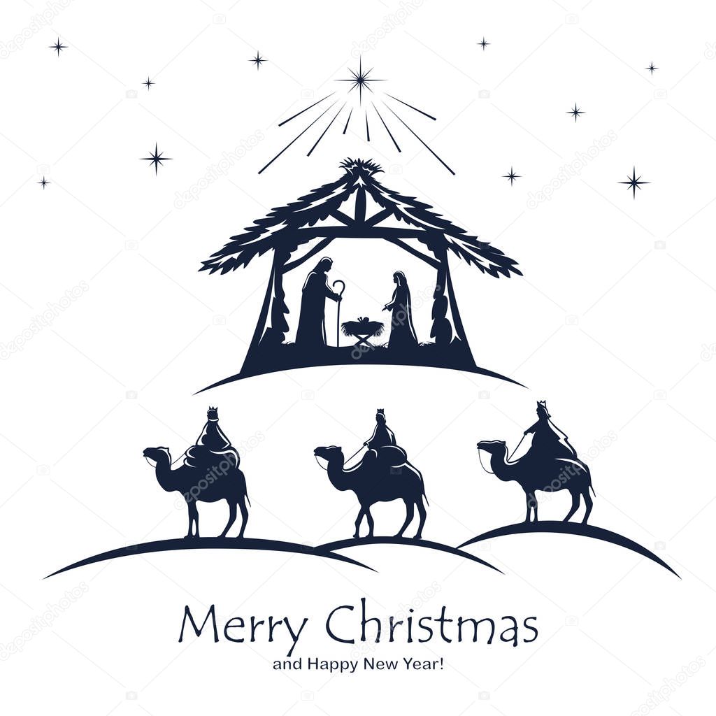 Christian Christmas on White Background