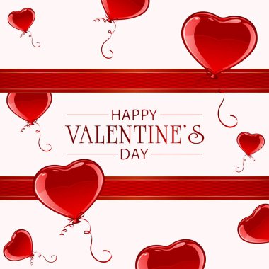 Bow ve Red Heart Balonlu Sevgililer Günü Kartı