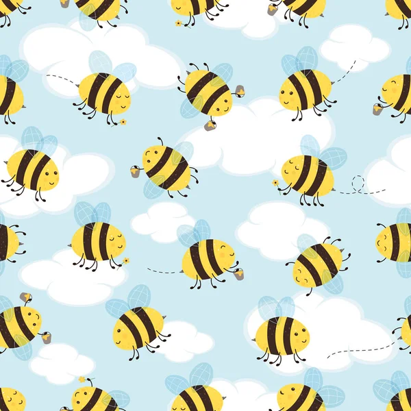 Απρόσκοπτη Sky Φόντο με μέλισσες — Διανυσματικό Αρχείο
