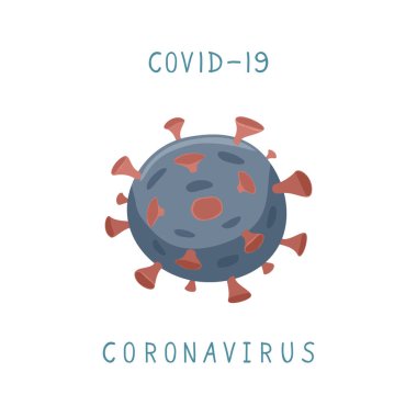 Wuhan Corona virüs çizimi. Virüs hastalığı, enfeksiyonlar. Coronavirus 2019 - nCoV Çin patojen solunum enfeksiyonu. Covid simgesi - 19 beyaz arka planda izole edilmiş. Grip salgını.