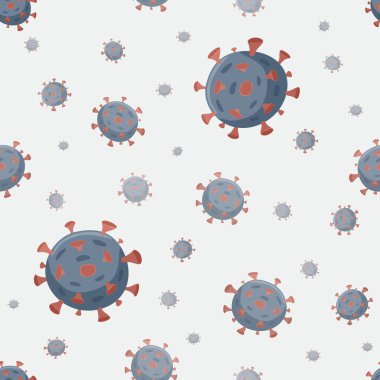 Beyaz arka planda Covid-19. Koronavirüsleri olan kusursuz bir geçmişi var. Wuhan Corona virüsünün çizgi film çizimi. Virüs hastalığı, enfeksiyonlar. 2019-NCoV Çin patojen solunum yolu enfeksiyonu.