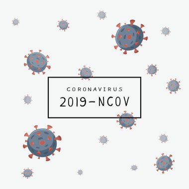 Siyah harfler 2019 - NCoV. Beyaz arka planda Wuhan Corona virüsü tasviri. Virüs hastalığı, enfeksiyonlar. Coronavirus Covid - 19 Çin patojen solunum enfeksiyonu. Grip salgını.