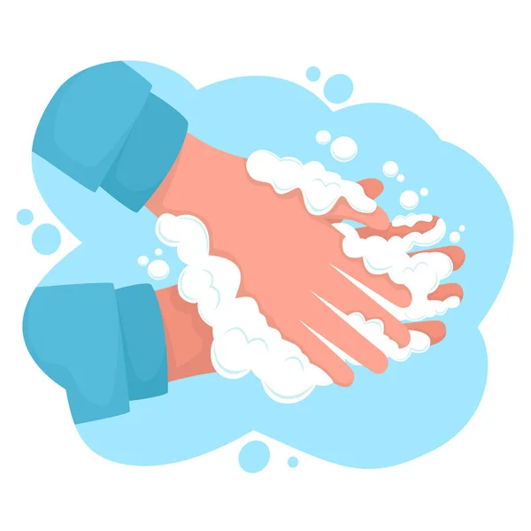 Tvätta Händerna Med Tvål Hälsosam Livsstil Renlighet Och Kroppsvård Koncept Stockvektor
