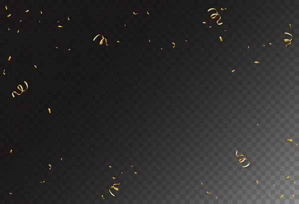 Décoration Festive Brillante Banderoles Dorées Confettis Sur Fond Transparent Foncé — Image vectorielle