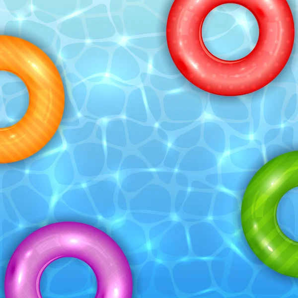 Schwimmen Ringe Auf Blauem Wasser Pool Hintergrund Sommer Aqua Strukturierten — Stockvektor