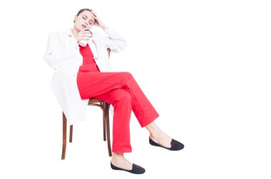 Oturma ve bir mola yorgun doktor