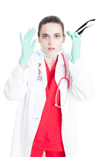 Retrato de médica desesperada e preocupada — Fotografia de Stock