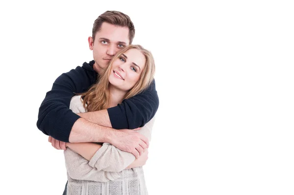 Attractive couple being affective and looking happy — Stock Photo, Image