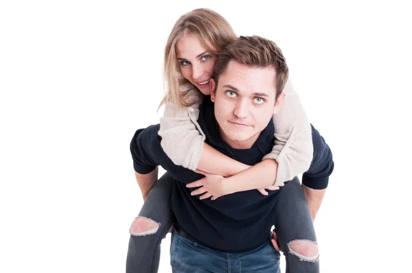 Attractive couple posing as being happy and joyful — Stock Photo, Image