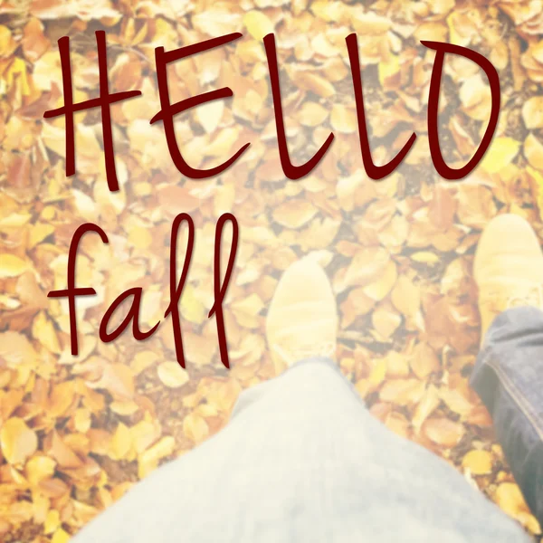 Hello fall inspirational message — Stock Photo, Image