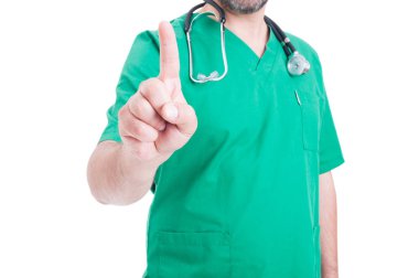 Sanal arabirim dokunmadan stetoskop ile doktor 