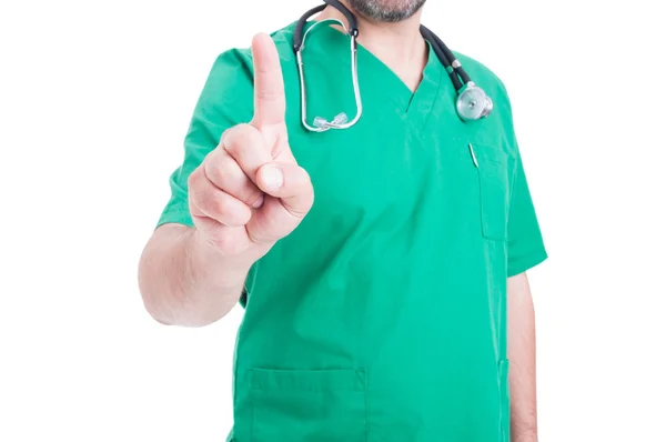 Doctor with stethoscope touching the virtual interface — Stock Photo, Image