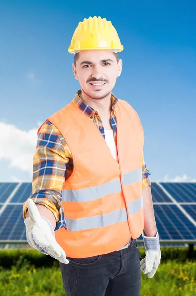 Young male architect doing handshake gesture — Stock Photo, Image