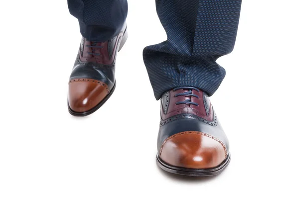 Close-up of man designer shoes in walking position — Stock Photo, Image
