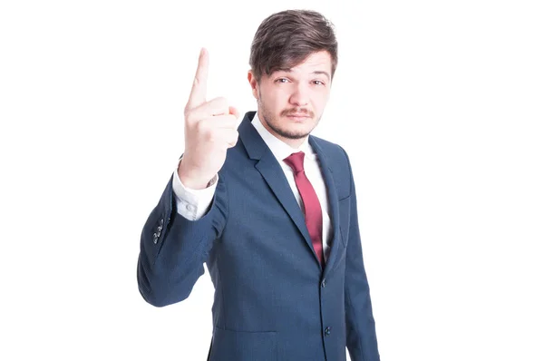 Business man or marketing manager standing with index finger up — Stock Photo, Image