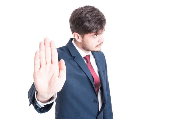 Sales manager standing showing stop gesture — Stock Photo, Image