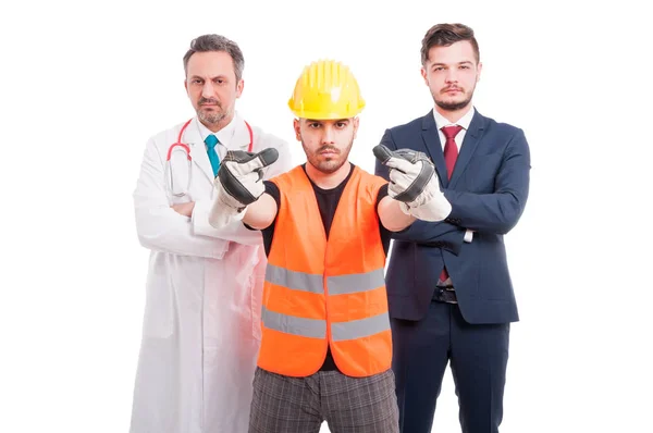 Gruppo di uomini arroganti con professione diversa — Foto Stock