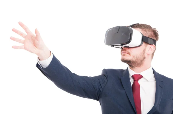 Podnikatel, 3d virtuální realita brýle — Stock fotografie