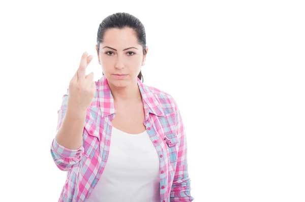 Porträt einer jungen Frau, die die Daumen drückt — Stockfoto