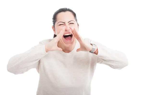 Furious woman screaming out loud — Stock Photo, Image