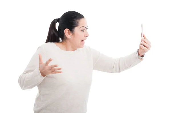 Mujer hablando con alguien en videollamada —  Fotos de Stock