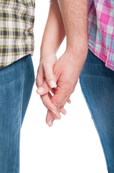 Крупним планом коханці тримають руки разом — стокове фото