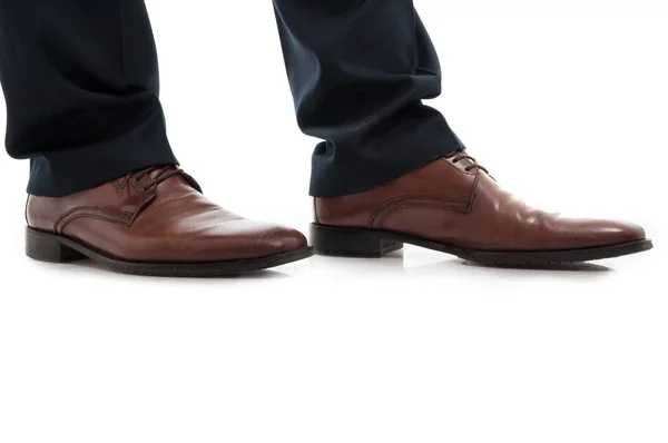 Close-up of side view leather brown elegant man shoes — Stock Photo, Image