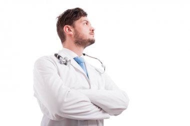 Kendine güvenen doktor veya katlanmış ellerle doktor