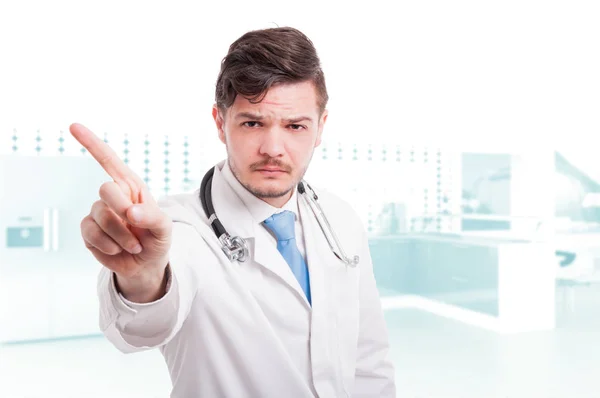 Serious doctor doing refusal gesture — Stock Photo, Image