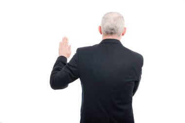 Arkadan Görünüm zarif adam yemin jest yapma yaş