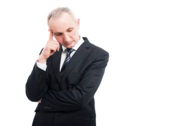 Üst düzey ayakta düşünme jest yapma portresi