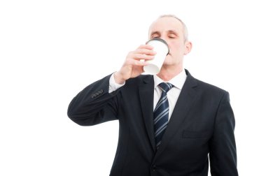 Paket servisi olan restoran kahve içme üst düzey zarif adam